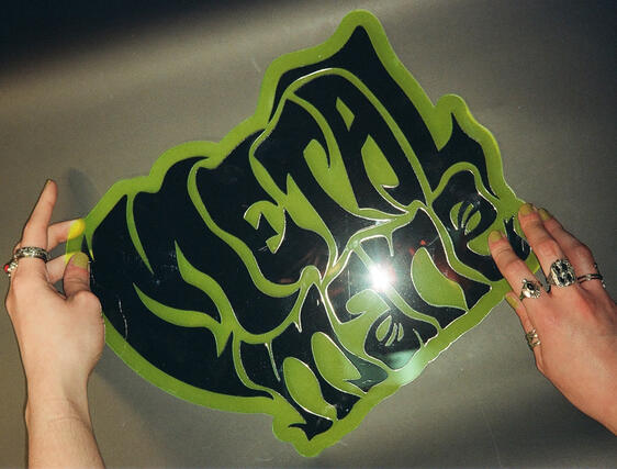 Printed resin sign displayed in the studio of the Grace Alume's studio.