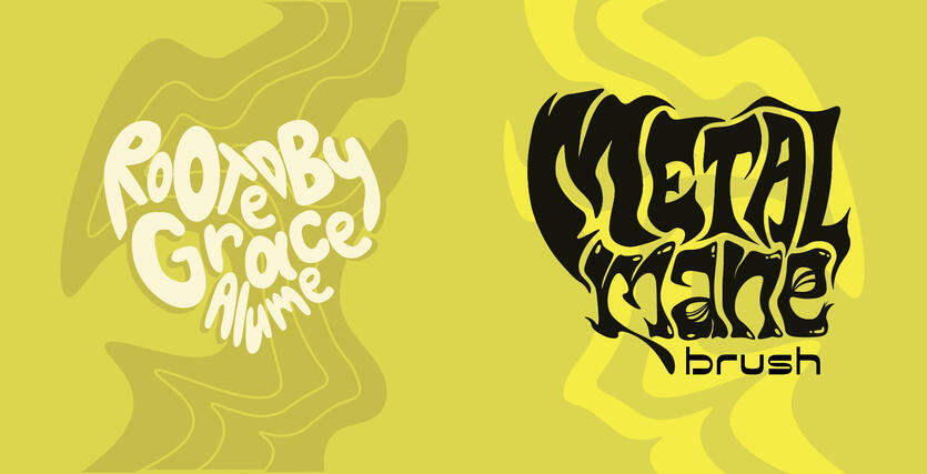 Design for the outside cover of tag for Metal Mane's round brush collection.