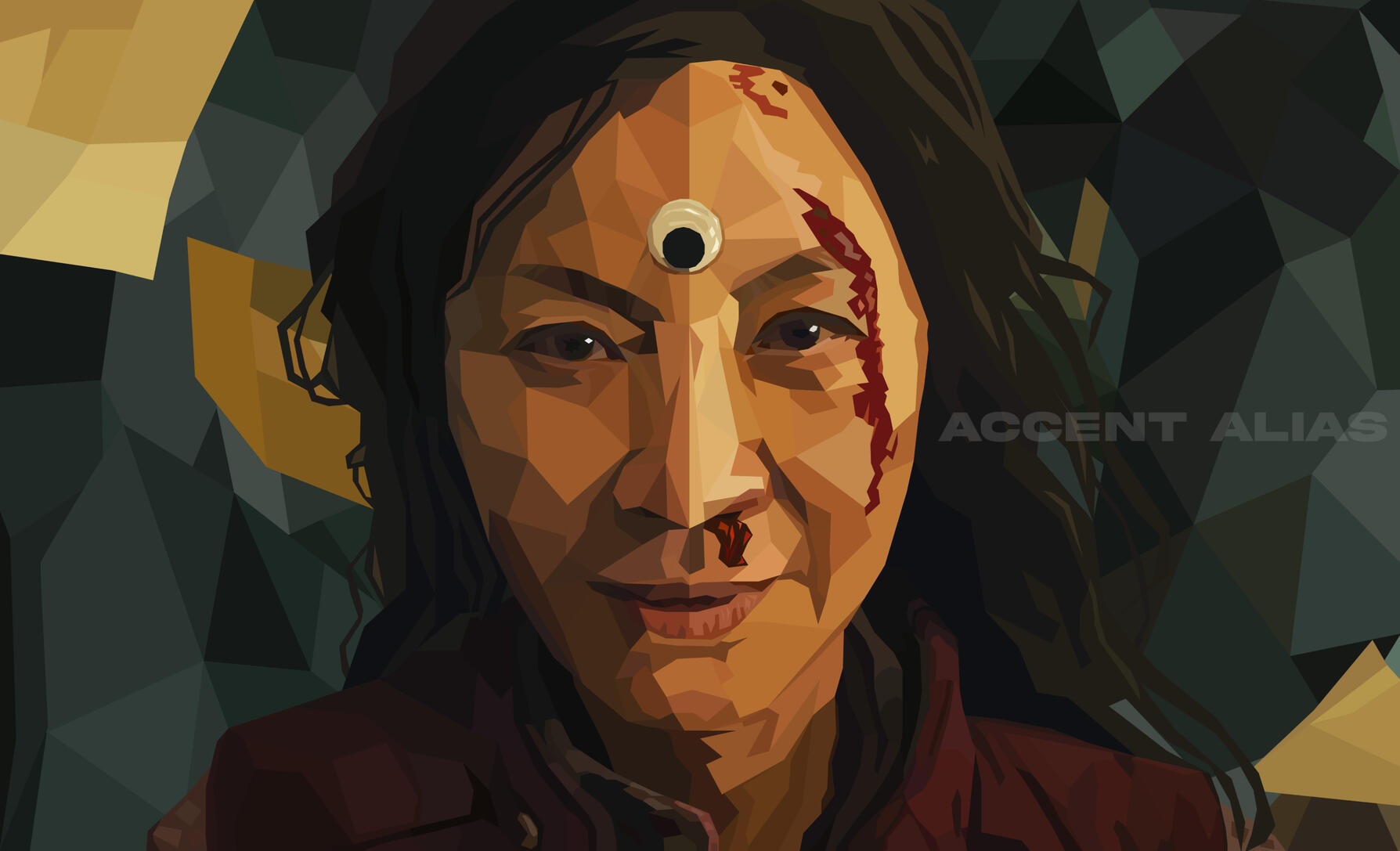 Vector illustration of a screen still from A24 film "Everything Everywhere All At Once".